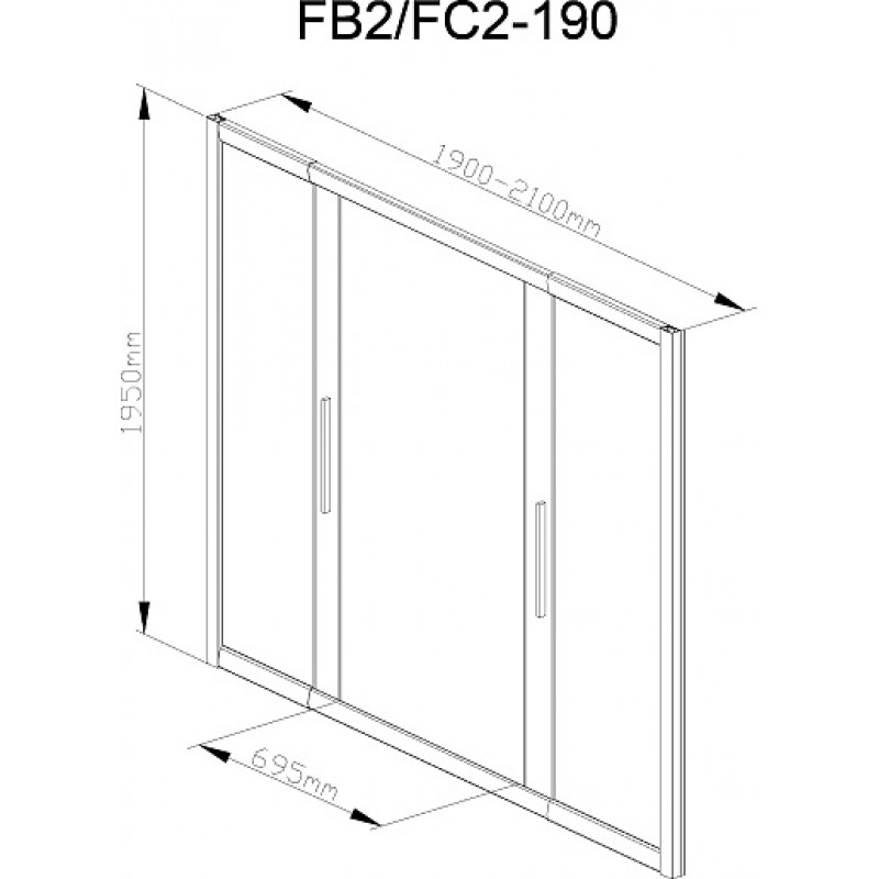 Дверь в нишу FC2 190-210 Chrome