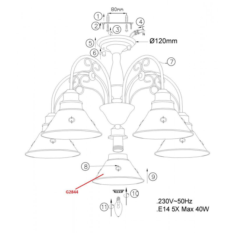 Потолочная люстра Odeon Light Kamun 2844/5C